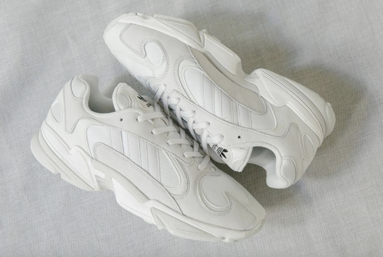 White Mixed-Material Sneakers