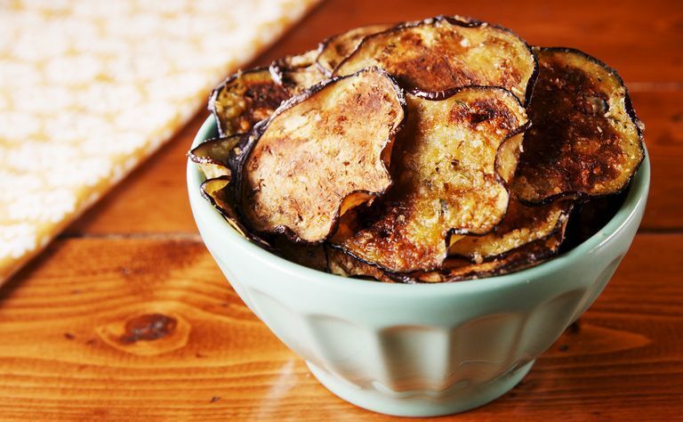 Cheese-Topped Eggplant Chips