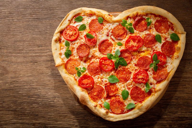 Romantic Heart-Shaped Pizzas