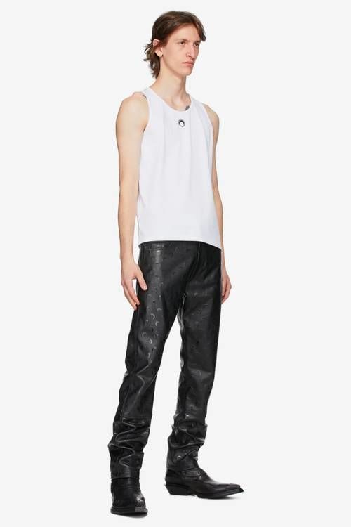 Moon-Accented Leather Pants