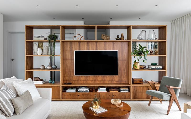 Wooden TV-Paired Room Dividers