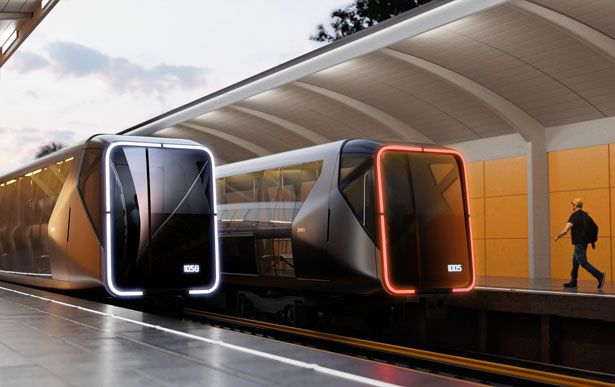 Futuristic Video-Displaying Trains