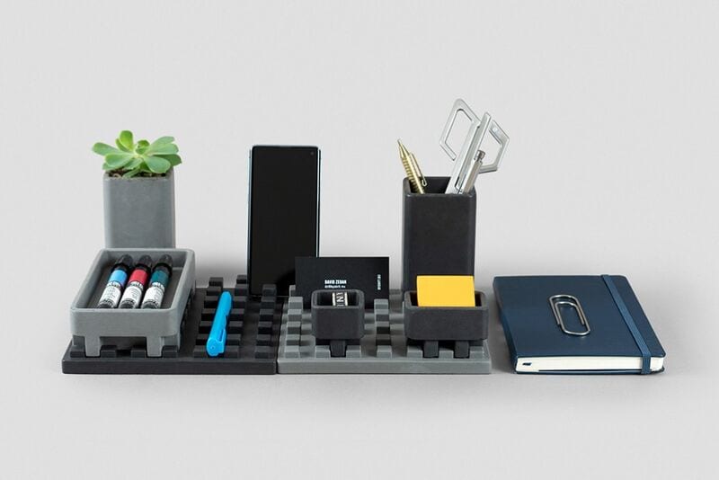 Brutalist Concrete Desktop Organizers