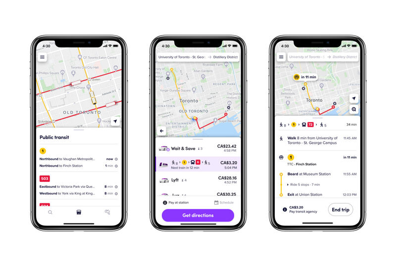 Rideshare App Transit Information