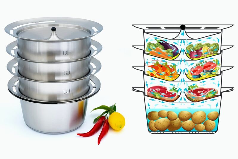 Stacking Food Preparation Steamers