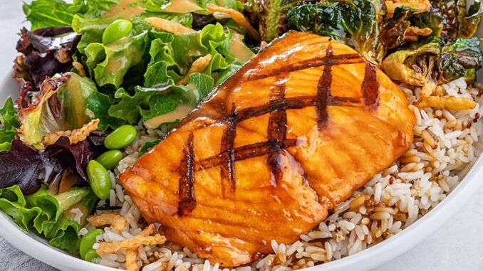 Greens-Filled Grilled Salmon Bowls
