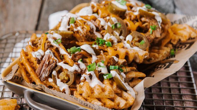 Pulled Pork-Topped Waffle Fries