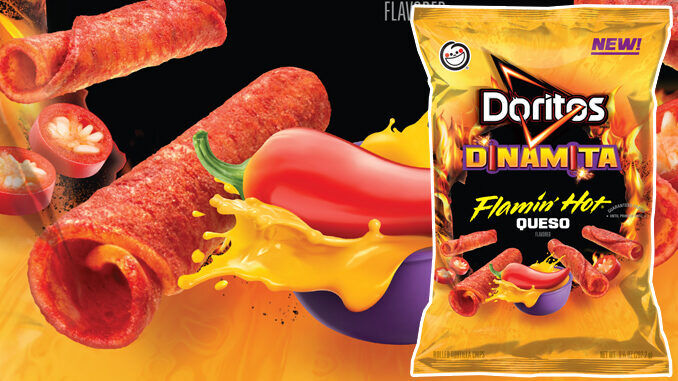 Rolled Piquant Tortilla Chips : Doritos Dinamita Flamin’ Hot Queso