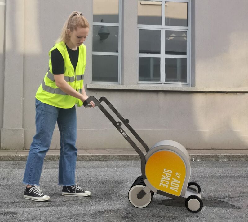 Pothole-Filling Advertising Trolleys