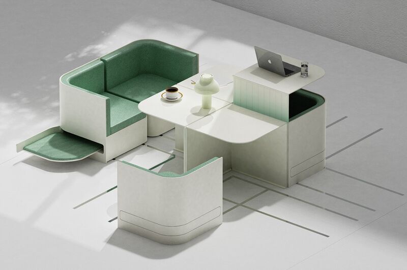 Sliding Grid-Affixed Furniture