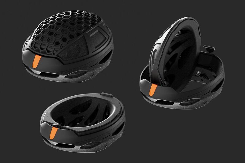 Collapsible Space-Saving Cyclist Helmets