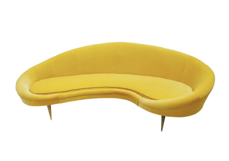 Extremely Luxurious Curved Sofas - 1st Dibs Spotlights a Curved Yellow Sofa with Brass Detailing (TrendHunter.com)