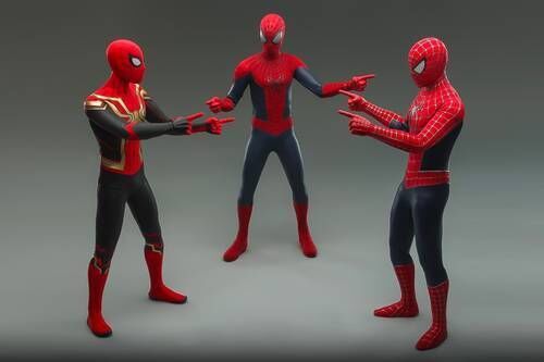 Meme-Themed Cartoon Figures : Spider Man No Way Home