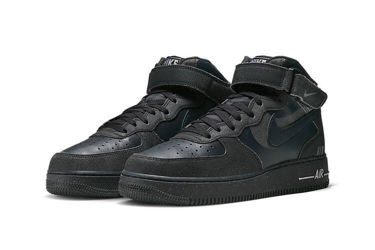 Mid-Cut Dark Leather Sneakers : off noir colorway 1