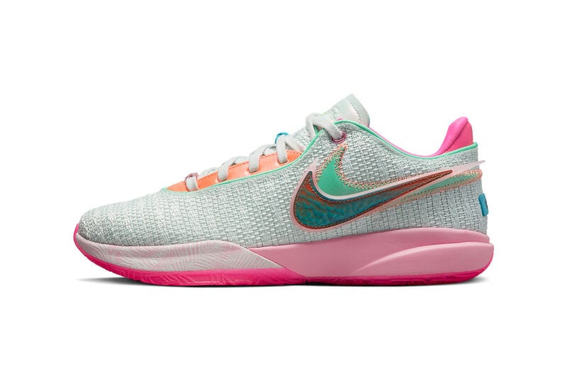 nike lebron pink gray and white shoe paint