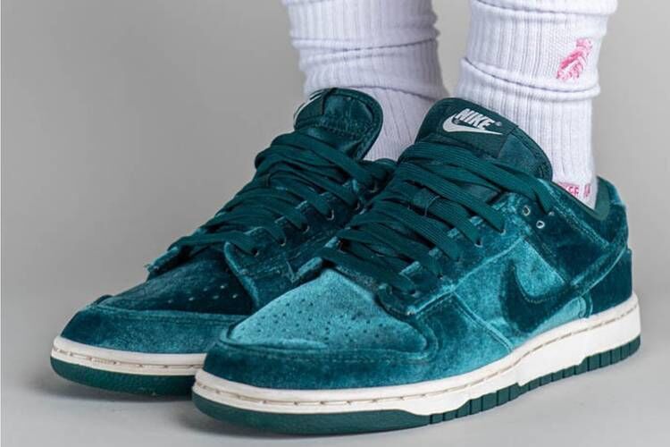 Green Velvet Textural Sneakers