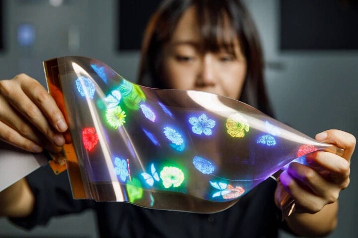 Ultra-Thin Stretchable Displays