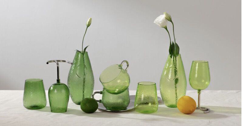 Wabi-Sabi-Informed Green Glassware
