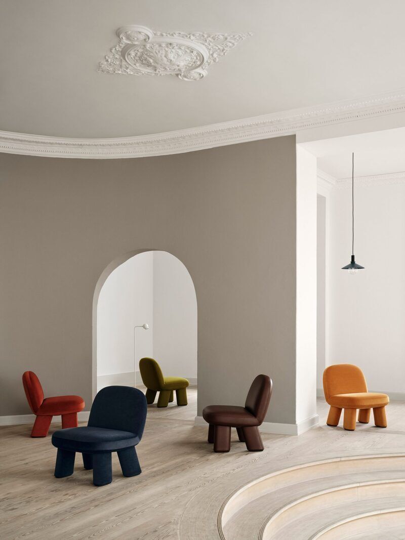 Colorful Upholstered Rounded Chairs