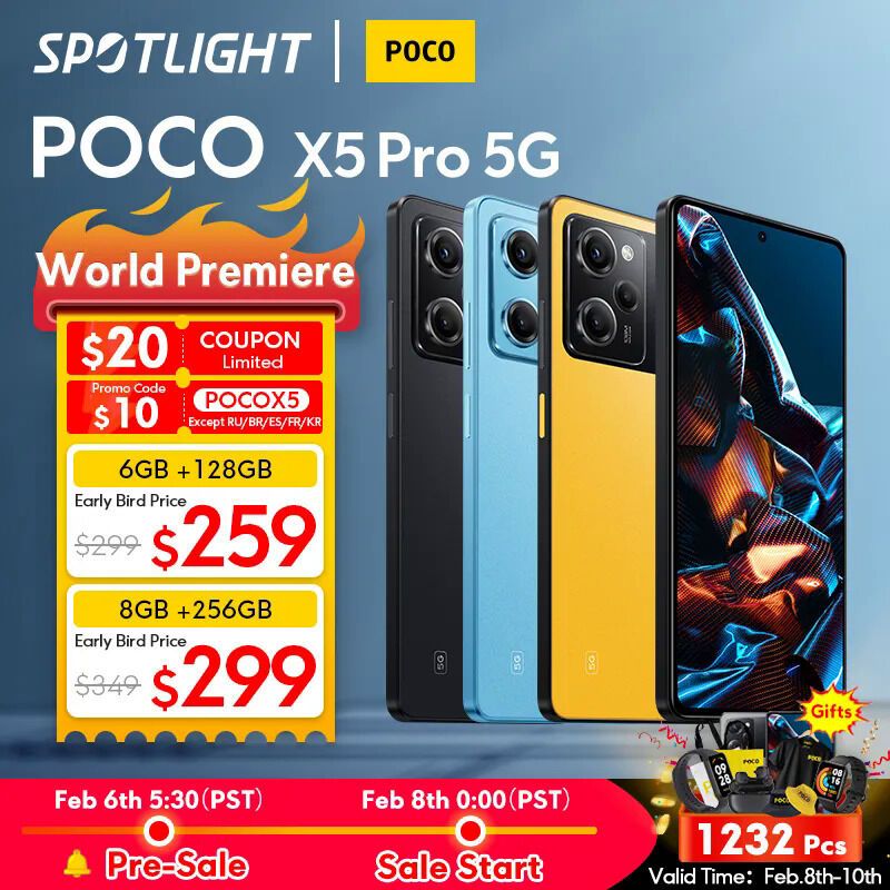 Global Version Poco X5 Pro 5g 6gb 128gb 8gb 256gb Cellphone