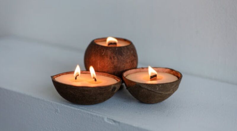 Repurposed Coconut Shell Candles