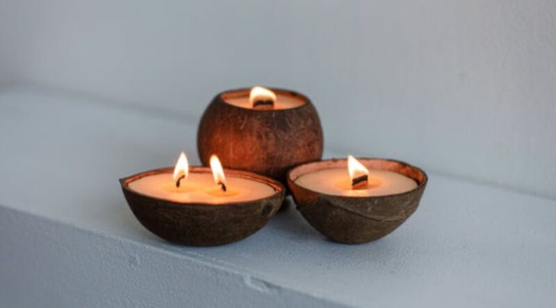 Coconut Shell Tealight Candle Holders