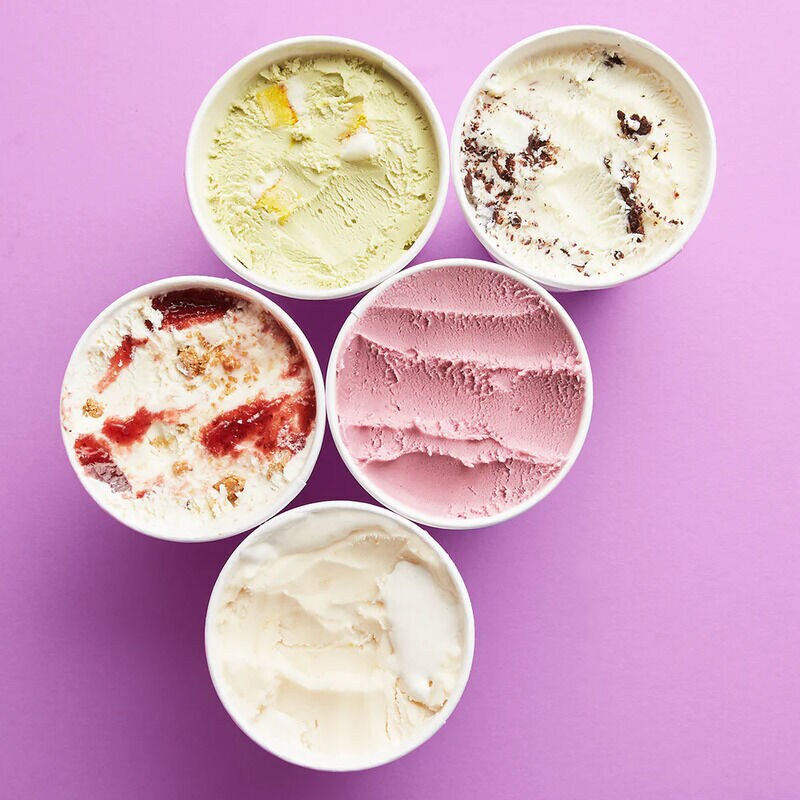 Ice cream with flowers on top