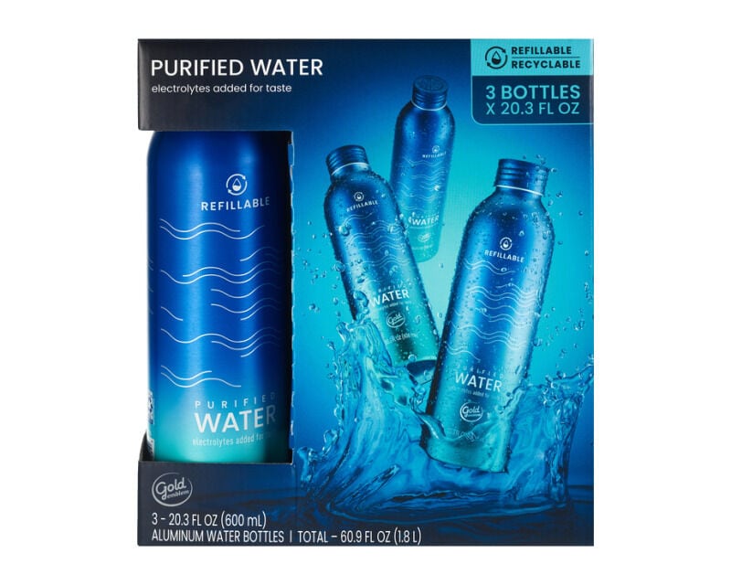 Gold Emblem Refillable Purified Water, 3 Pack 20.3 oz.