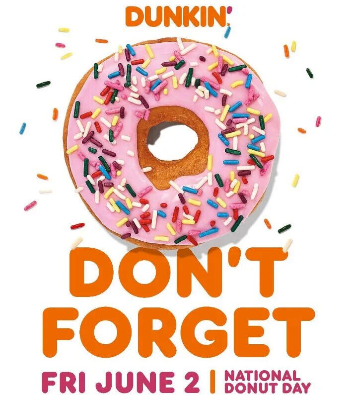 Complimentary Donut Cafe Promotions Dunkin' National Donut Day