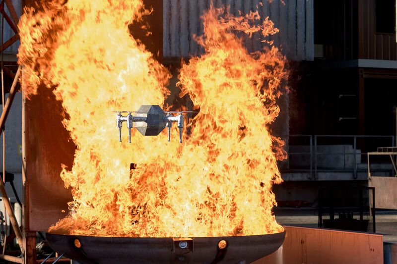 Flame-Resistant Firefighting Drones