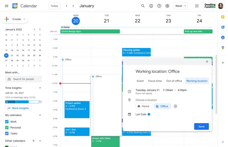 Hybrid Professional Calendar Updates