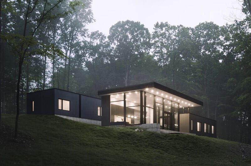 Sloped Dark Wooden Homes
