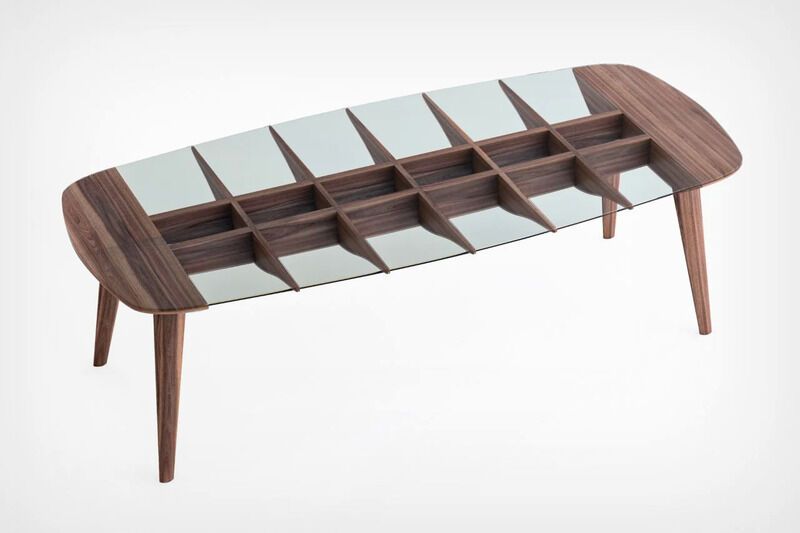 Herringbone-Inspired Wooden Tables