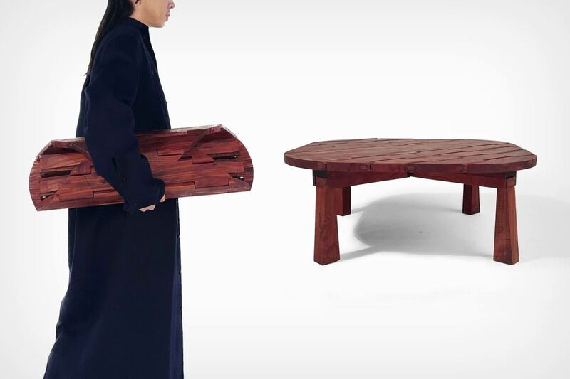 Rolled-Up Wooden Tables