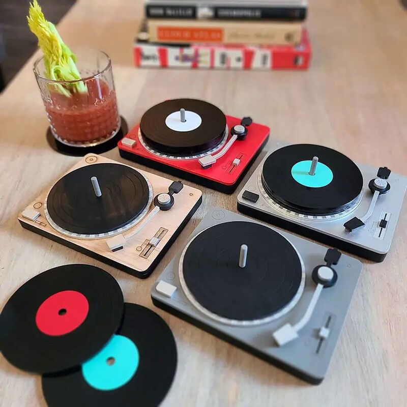 Turntable-Inspired Coaster Sets