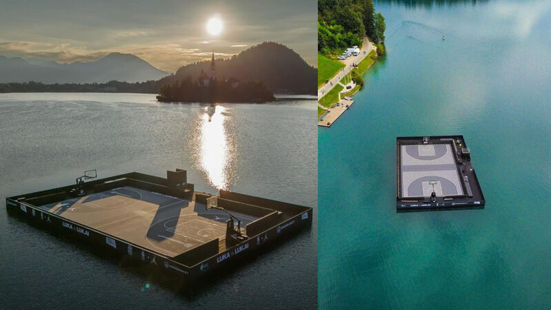 Water-Bound Floating Basketball Arenas