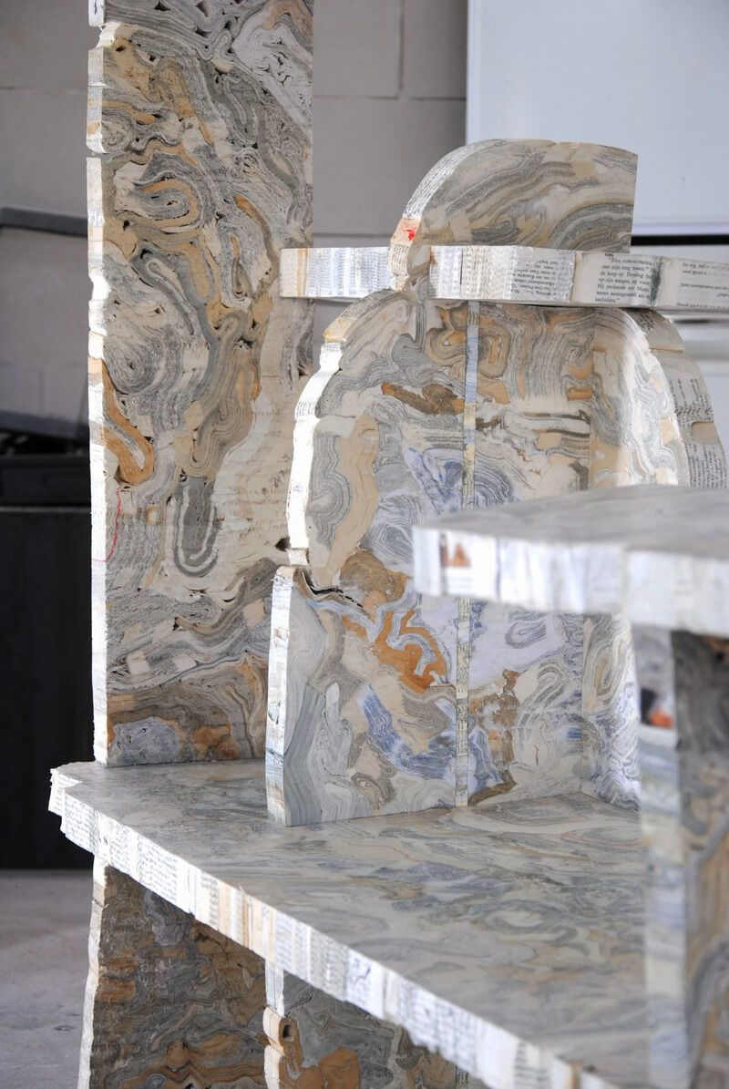 Upcycled Book-Made Marbled Furniture
