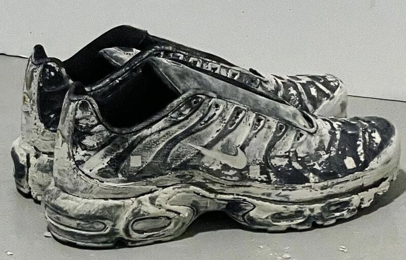 Pre-Worn Paint-Splattered Sneakers