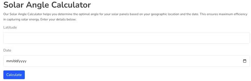 Solar Panel Angle Calculators Main Gallery Image