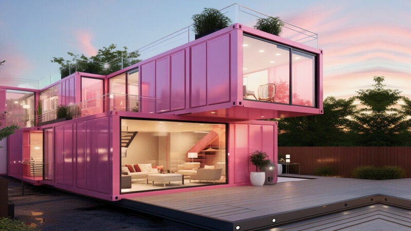 Pink-Hued Shipping Container Homes