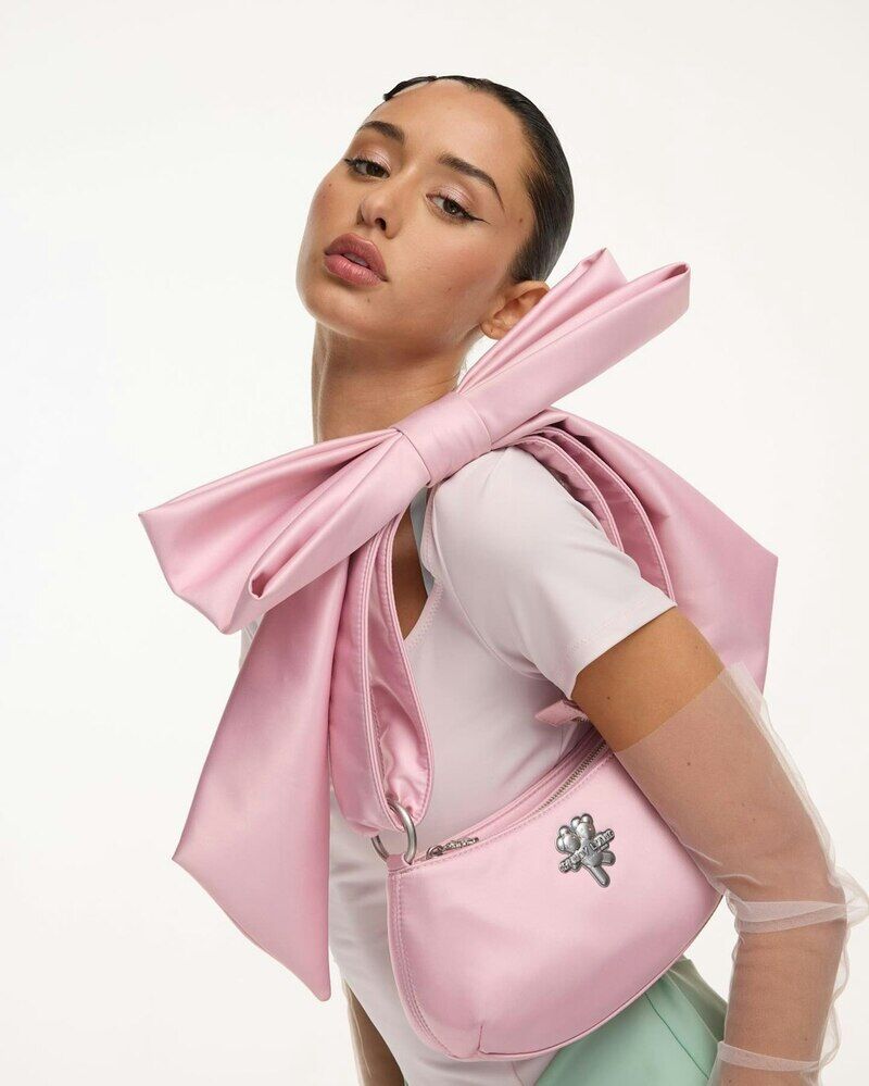 ★SCHNEE★SCHNEE SIGNATURE BIG BOW BAG - PINK / BLACK★人気 New Roller Rabbit X LoveShackFancy Baby Bow Hearts Large