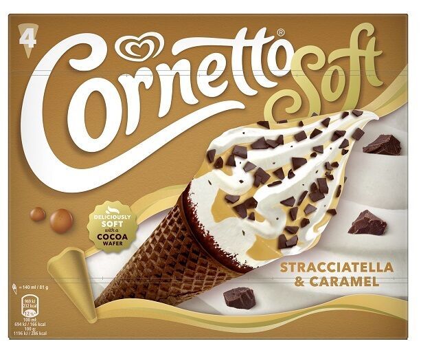 Soft Caramel Frozen Treats : Cornetto Soft Stracciatella & Caramel