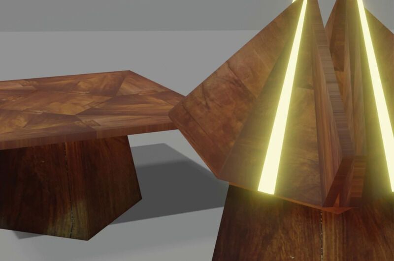 Origami-Inspired Lit Table Concepts