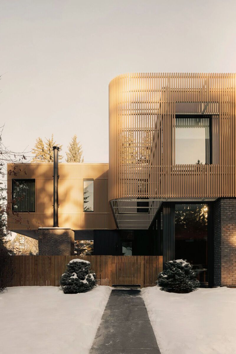 Wooden Screened Cantilevered Home