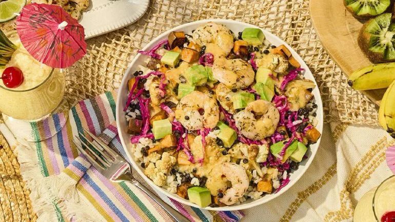 Seasonal Caribbean Shrimp Bowls