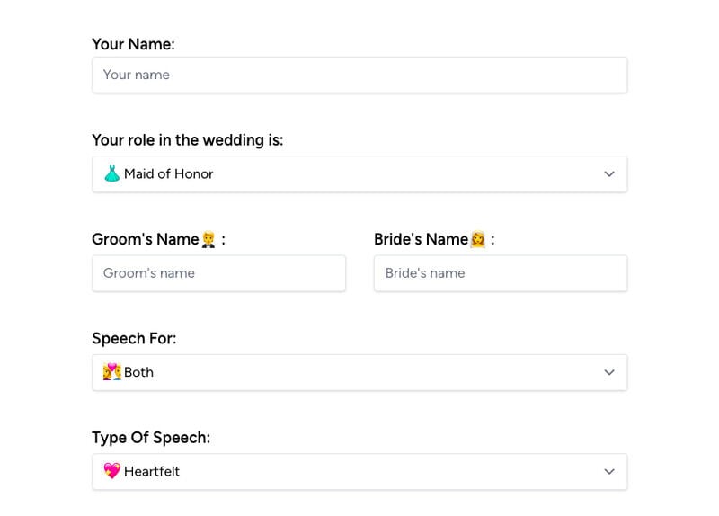 Wedding Speech Generators