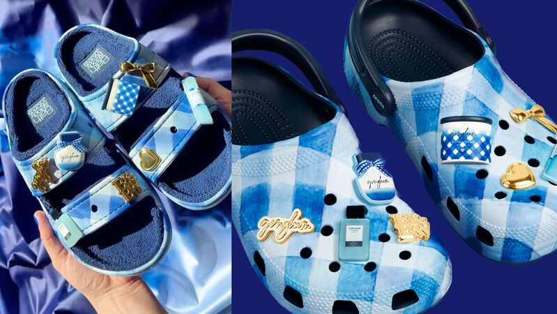 Gingham-Print Collaborative Sandals