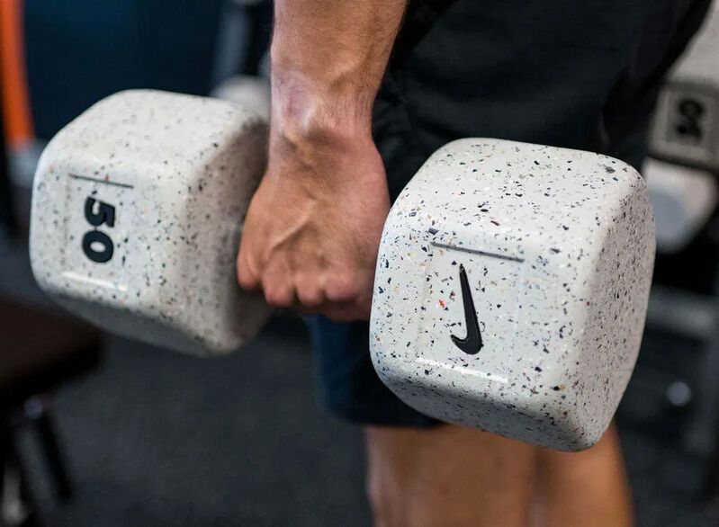 Crushed-Up Footwear-Crafted Dumbbells