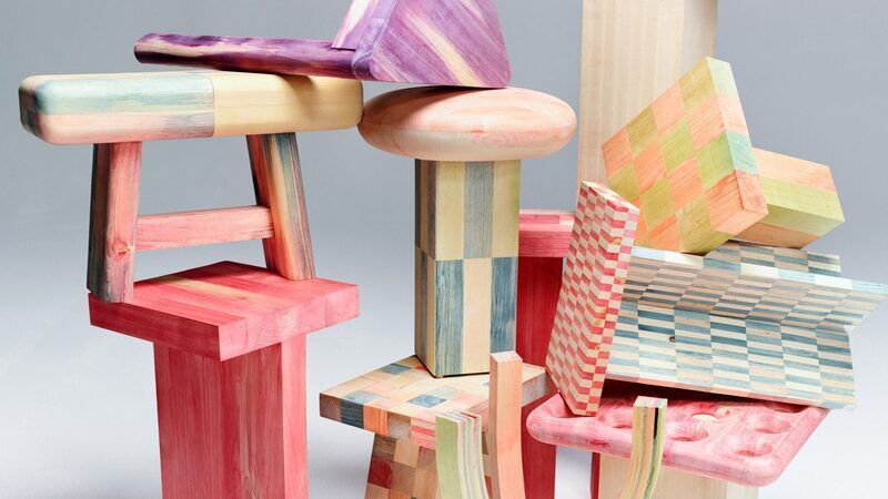 Through-Colored Wooden Stools