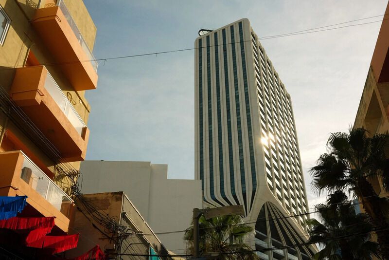 Nightlife Nestled Tower Buildings